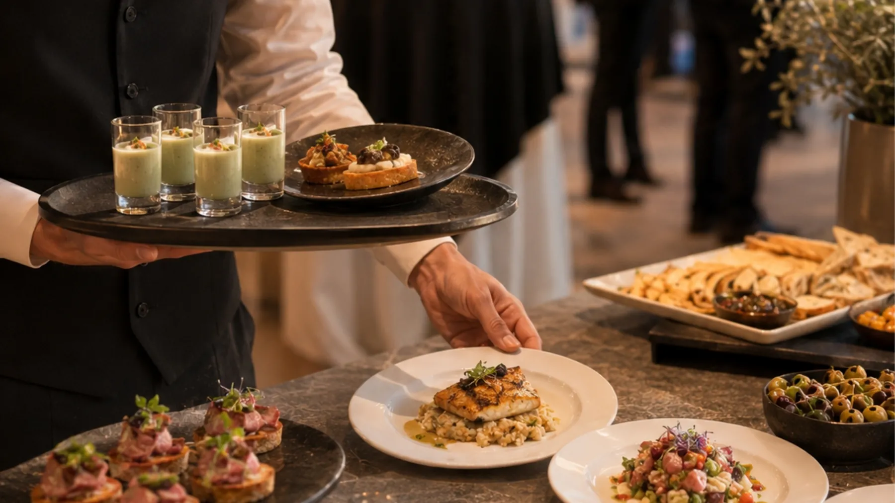 Servicio de buffet montado y atendido por el equipo de Cantera